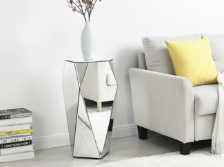 Vente-unique - Beistelltisch - MDF & Spiegel - Silberfarben - SIGRID von Pascal MORABITO