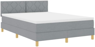 vidaXL Boxspringbett mit Matratze Hellgrau 140 x 200 cm Stoff 3339000