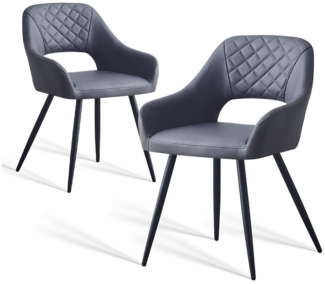 JYMTOM Esszimmerstuhl gepolsterter Sitz mit offener Rückenlehne und Stoffbezug (2 St), Schwarze Metallbeine für Küche, Schlafzimmer, Esszimmer
