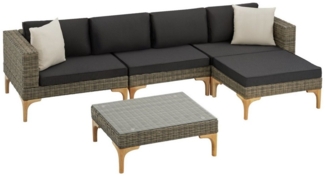 tectake Loungeset Rattan Lounge, (Set, 5-tlg), mit Aluminiumgestell