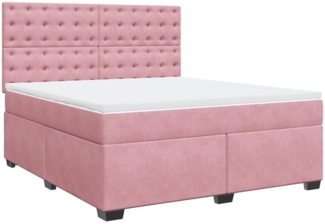 vidaXL Boxspringbett mit Matratze Rosa 180x200 cm Samt 3290995