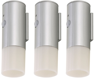 3er Set LED Wandlampe, Nachtlicht, Bewegungsmelder, H 12,5 cm