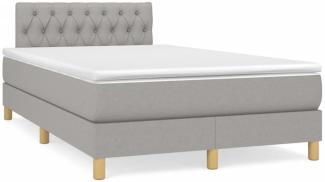 vidaXL Boxspringbett mit Matratze & LED Hellgrau 120x190 cm Stoff 3270109