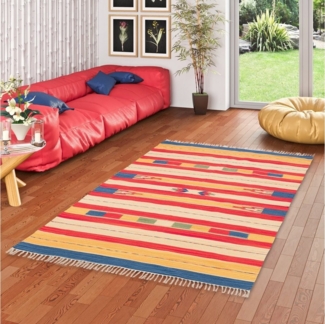 Pergamon Wollteppich Baumwolle Natur Kelim Teppich Lina Modern, Rechteckig, Höhe: 8 mm