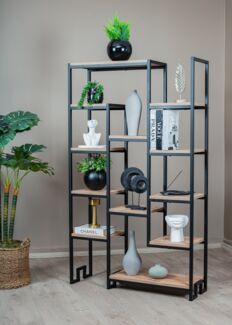 Bücherregal mit 12 Ablagen 45 x 55 x 164 cm Metall Schwarz 90729849 [en. casa]