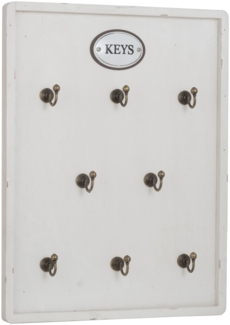 Moritz Schlüsselbrett Schlüsselkasten 27x36cm Keys 8 Haken mit Rahmen weiß Schlüsselhalter Vintage Schlüsselboard Schlüsselaufbewahrung