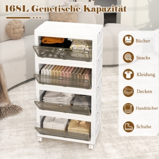 Aufbewahrungsbox mit Deckel Stapelboxen faltbar Aufbewahrungsbehälter mit Zweiweg-Türen 4-stufig