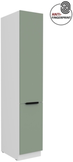 Küchen Hochschrank 40 cm Küche ARIA Aquamarin ultra matt + Weiss matt, hochwertige Fronten mit Anti Fingerprint Beschichtung Küchenzeile Küchenblock