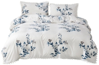 BYSURE Bettwäsche Blumen Muster, Bunt Microfaser Bettbezug, Polyester, 3 teilig, Wendebettwäsche, Bettbezug mit Reißverschluss und Kissenbezug 50x75 cm