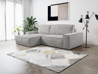 Vente-unique - Ecksofa mit Schlaffunktion - Bouclé-Stoff - Grau - Ecke Links - AMELIA