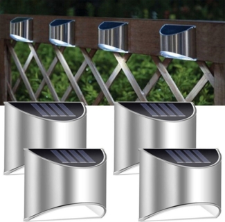 oyajia LED Solarleuchte Solarlampen für Außen, LED Wandleuchte Edelstahl, IP65 Wasserdichte, LED fest integriert, Tageslichtweiß, Sicherheitswandleuchte Solarleuchte,für Garten Pfad Zaun Wand