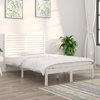 vidaXL Massivholzbett Weiß 135x190 cm 3104584