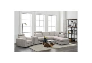 Beautysofa Polstergarnitur Roma Die Lieferung beinhaltet die Lieferung in die Wohnung, (modernes Set Eckgarnitur mit Sessel, Schlaffunktion, Bettkasten, verstellbare Kopfstützen), gepolstertes Ecksofa mit Sessel aus Bonnell-Federn für Wohnzimmer