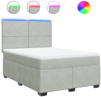 vidaXL Boxspringbett mit Matratze Hellgrau 160x200 cm Samt 3293248