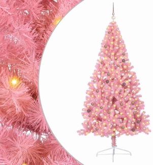 vidaXL Künstlicher vorbeleuchteter Weihnachtsbaum Rosa 240 cm PVC 3397100