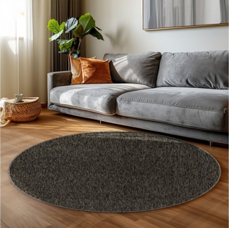 Carpettex Schlingenteppich Unicolor - Einfarbig, Rund, Höhe: 7 mm, Runder Schlingen Teppich Wohnzimmer Einfarbig Meliert Optik