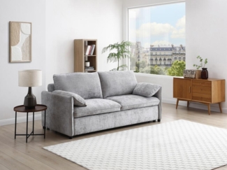 Vente-unique - Sofa 3-Sitzer mit Schlaffunktion - Strukturstoff - Grau - ALPARETO