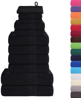 vidaXL 12-tlg. Handtuch-Set FROGN Schwarz 360 g/m² 137107