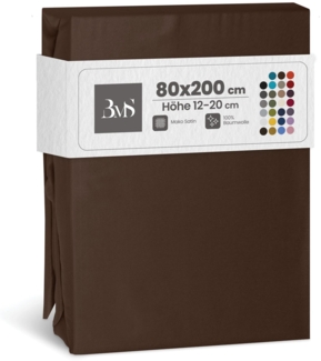 Bettwaesche-mit-Stil Mako-Satin Spannbettlaken dunkelbraun 80x200cm
