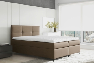 99rooms Nelson Boxspringbett Kunstleder 140x200 cm Hellbraun
