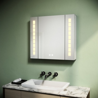 SONNI Spiegelschrank Dreifarbiger LED-Badezimmerspiegelschrank mit Antibeschlag-Funktion Aluminium mit Touch-Bedienung und integrierter Rasierersteckdose