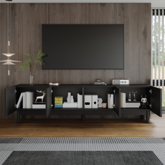 TV-Schrank Schwarz 169x34x45.5 cm,mit 4 Türen und Stauraum