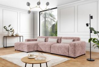 Ecksofa Designersofa ROMY MAX in Stoff Enjoy Me Rosa Ottomane Links