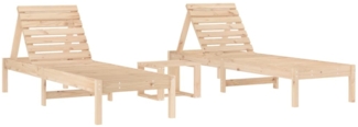 vidaXL Sonnenliegen 2 Stk. mit Tisch Massivholz Kiefer 3157679