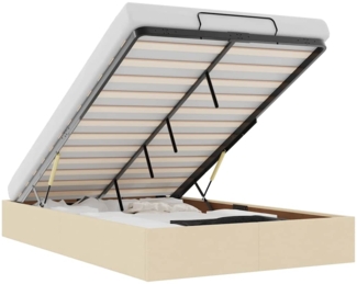 vidaXL Ottoman-Bett ohne Matratze Creme 120x200 cm Stoff 3310873