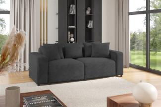 Sofa Designersofa MEGAN 2-Sitzer in Stoff Poso Dunkelgrau