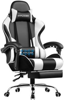 GTPLAYER Gaming-Stuhl Bürostuhl mit Massagefunktion, Fußstütze, Kopfstütze (Packung), Ergonomischer Gamer Stuhl, Maximale Belastung 150 kg, 360° drehbar