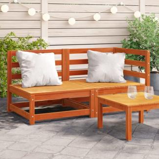 vidaXL Gartensofa 2-Sitzer Wachsbraun Massivholz Kiefer 837946