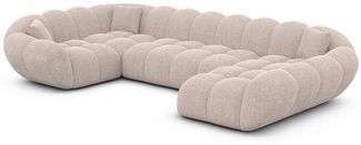 Sofa Dreams Wohnlandschaft Maleron U Form Design Stoffsofa, 6-Sitzer, Polsterecke, Ottomane rechts, Strukturstoff Beige