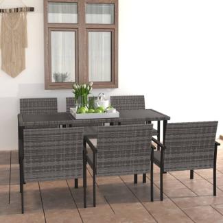 vidaXL 7-tlg. Garten-Essgruppe Poly Rattan Grau 3065715