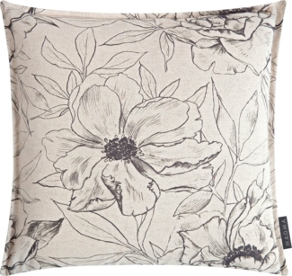 Magma Heimtex Kissenhülle BELLAMIE, 45 x 45 cm, Creme, Schwarz, (1 Stück), Baumwolle, Leinen, Blumenmotiv, mit Reißverschluss
