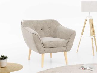 Sofa, Skandinavischer Stil, Holzbeine - PIRS - 1 Sitzer - Beige - Struktur