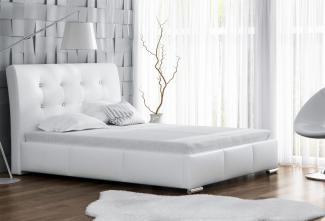 Polsterbett Bett Doppelbett RENE Kunstleder Weiß 140x200 cm