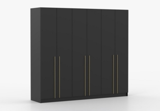 imoebel24 Drehtürenschrank ROSA 6D 230 cm - Schwarz / Gold
