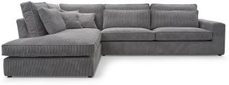 Deine Möbel 24 Ecksofa CAREN MINI Wohnlandschaft Sofa Wohnzimmer L-Couch Cord Samt, Creme Grau Graphit Schwarz 2 Teile, Ohne Schlaffunktion, Ohne Bettkasten, mit Wellenunterfederung