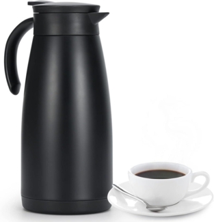 Isolierkanne 1,5L Edelstahl Thermoskanne Vakuum Kaffeekanne Teekanne Schwarz