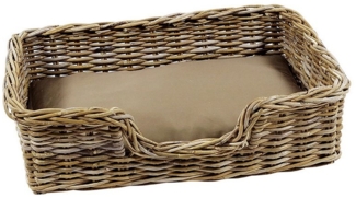 Kobolo Tierkorb Hundekorb Hundesofa PUPPY aus Rattan 72x53x20cm mit passendem Kissen, Baumwolle