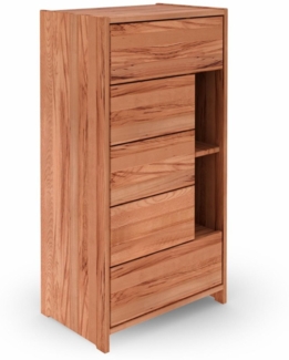 Kommode Zigo aus Kernbuche massiv 63x41x119 mit 5 Schubladen und 2 Fächern