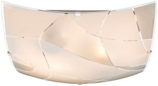 Deckenleuchte, Chrom, Glas satiniert, Dekorlinien, L 30 cm