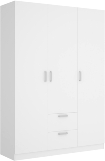 Dmora Kleiderschrank 3 Türen Ales, Kleiderbügel für Schlafzimmer, Kleiderschrank mit 3 Flügeltüren und 2 Schubladen, 150x52h215 cm, Weiß