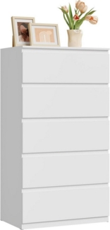 Woltu Kommode (1 St), mit 5 Schublade, weiß, 60 x 110 x 37 cm