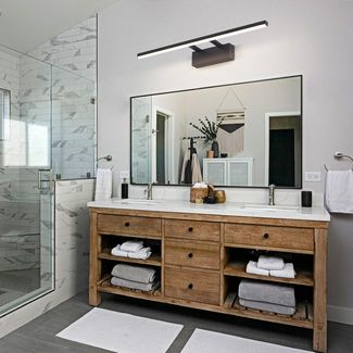 Nettlife LED Spiegelleuchte Schwarz Modern Badezimmer Spiegelbeleuchtung 60 cm 4000K Neutralweiß, LED fest integriert, Neutralweiß, lampe Flur Wandleuchte für Büro Küche Spiegelschrank