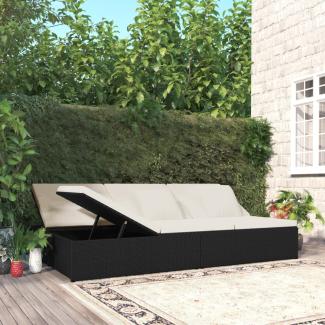 vidaXL Sonnenliege mit Auflagen Poly Rattan Schwarz 317238