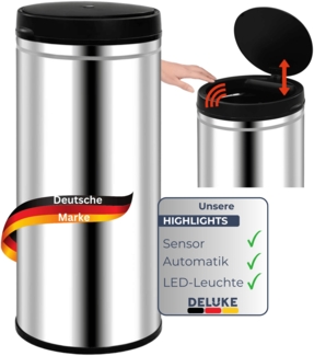 DELUKE® Sensor Mülleimer Küche 80L Edelstahl - Automatik Bewegungssensor Klemmring | Smarter Abfalleimer mit Deckel Müllbehälter Kücheneimer