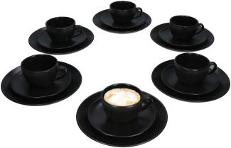 18tlg Kaffeeservice Panther schwarz Steingut 6 Personen