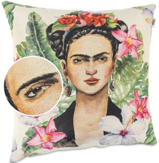 Kisska Dekokissen Kissenhülle mit oder ohne Füllung Designer Kissenbezug Zierkissen, Kissenhülle in 40x40cm Frida Tropical ohne Füllung aus Gobelin PopArt